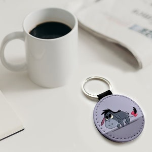 Key Ring – Home Car Office Key Holder Gift – Square, Round, Heart – Disney Winnie Pooh's best friend Eeyore Donkey