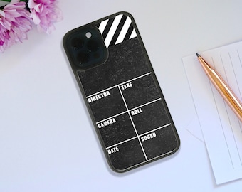 Rubber Phone Case, Personalised Snapback Phone Cover, Movie Fan Gift, Film Maker Gift, Director Clapboard - Add your Name!