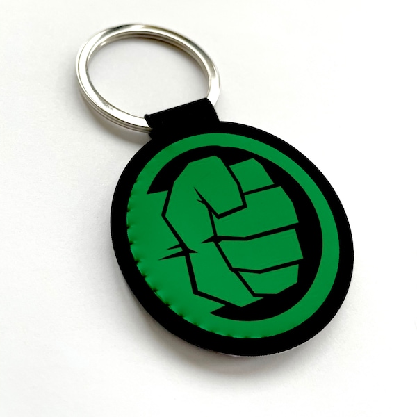 Key Ring – Home Car Office Key Holder Gift – Square, Round– The Incredible Hulk Logo