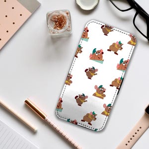 Custodia per telefono con portafoglio e inserti per carte di credito, custodia personalizzata Disney per iPhone e Samsung, Gus, il simpatico topo amico di Cenerentola: aggiungi il tuo nome!