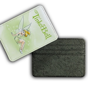 Schlank Kunstleder Leder Kartenhalter, personalisierte Kreditkartenetui, individuelles Geschenk für sie, Disney Peter Pans Tinkle Bell Fee