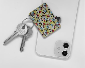 High Gloss Key Ring, Custom Metal Square Keyring, Double Sided Keychain, New Homes or New Car Gift, Disney Mickey Mouse and Minnie