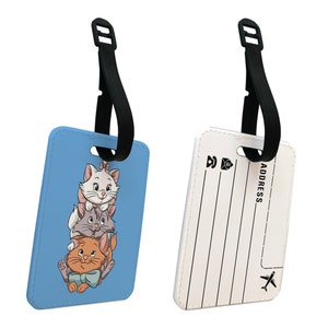 Etui et étiquette pour passeport, Porte-passeport personnalisé, Etiquette à bagage personnalisée, Aristochats Disney, Jolie Marie et ses amis, Cadeau pour elle image 3