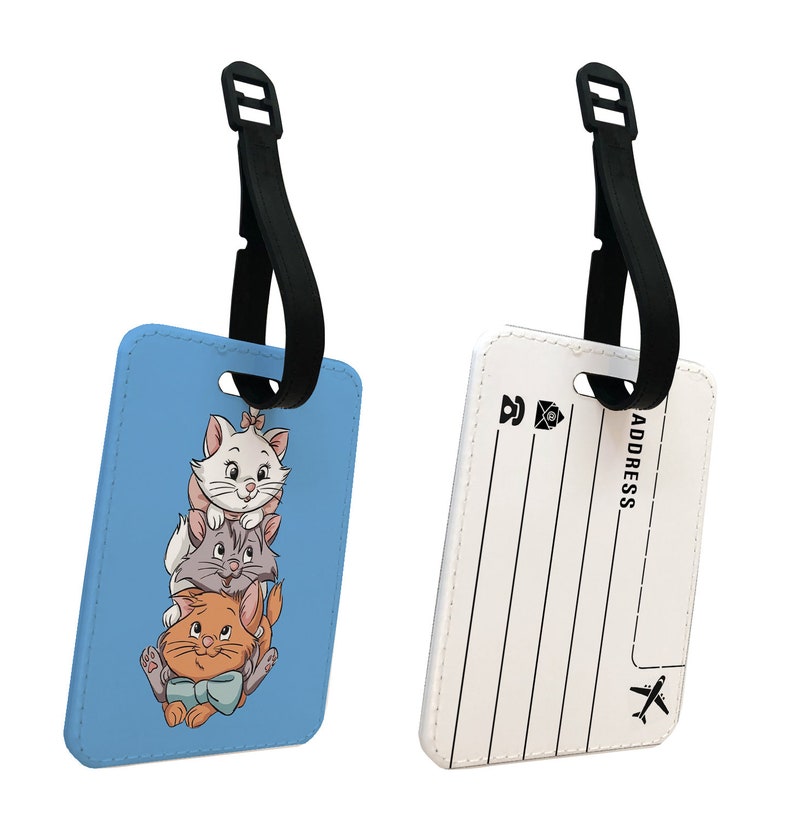 Etui et étiquette pour passeport, Porte-passeport personnalisé, Etiquette à bagage personnalisée, Aristochats Disney, Jolie Marie et ses amis, Cadeau pour elle image 3