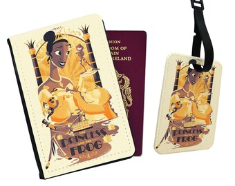 Housse De Passeport Personnalisée Princesse Tiana, Disney, Porte-cartes, Noir, Simili Cuir