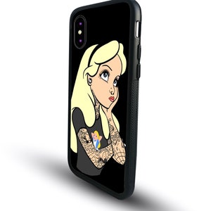 Rubber Phone Case, Personalised Snapback Phone Cover for iPhone & Samsung, Retro Princess, Gift for her, Hipster Style Alice in Wonderland