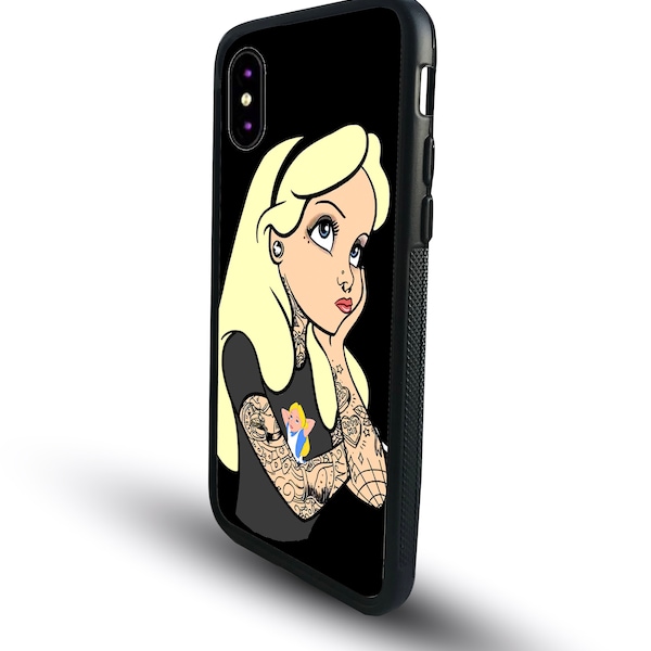 Funda de teléfono de goma, cubierta de teléfono Snapback personalizada para iPhone y Samsung, princesa retro, regalo para ella, estilo hipster Alicia en el país de las maravillas