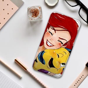 Étui portefeuille avec inserts pour cartes, coque de téléphone Disney personnalisée pour iPhone et Samsung, La petite sirène Ariel - Ajoutez votre nom !