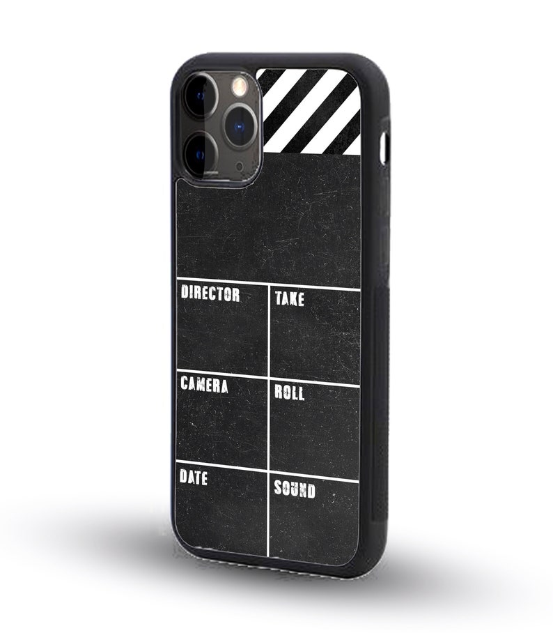 Rubber Phone Case, Personalised Snapback Phone Cover, Movie Fan Gift, Film Maker Gift, Director Clapboard - Add your Name! image 2