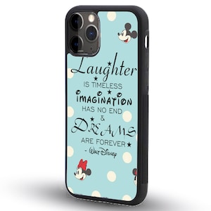 Custodia in gomma per telefono, cover personalizzata per iPhone e Samsung, regalo per lei, Disneyland, Topolino Disney, Risate e sogni
