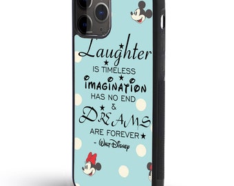 Rubber Phone Case, Personalised Phone Cover for iPhone & Samsung, Gift for her, Disneyland, Disney Mickey Mouse, Laughter and Dreams