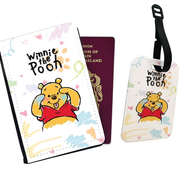 Personalised Passport Cover, Custom Luggage Tag With Your Name, Disney Winnie Pooh, My First Passport, My First Holiday Travel Set