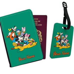 Personalised Passport Cover, Custom Luggage Tag With Your Name, Disney Mickey Mouse, My First Passport, My First Holiday Travel Set