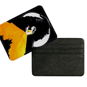 Tarjetero delgado de piel sintética, tarjetero personalizado, regalo personalizado para ella, Disney La Bella y la Bestia