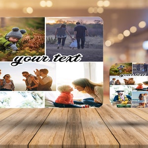 Custom Photo Collage Personalised High Gloss Table Mat and Cup Coasters, Square Drink Coaster, Custom Gift for Special Occasions