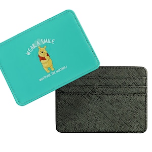 Tarjetero delgado de piel sintética, billetera para tarjetas de crédito personalizada, regalo personalizado para ella y para él, Disney Winnie Pooh, ¡Lleva una sonrisa!
