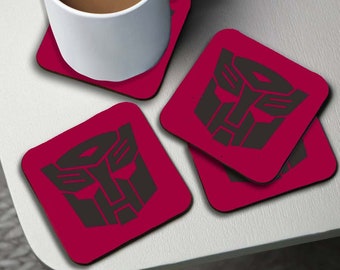 Personalised High Gloss Cup Coasters, Square Drink Coaster, Round Coffee Coaster, Personalised Gift, Transformers Autobots