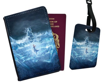 Personalised Stylish Passport Cover, Custom Luggage Tag With Your Name, Disney Frozen, Princess Elsa, Gift for her, Kids Passport Holder