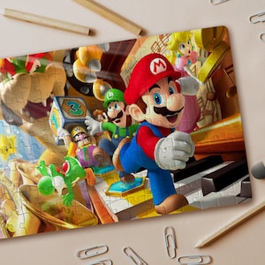 Personalisiertes Puzzle, Benutzerdefinierte Fotos Puzzle Geschenk, 80 und 120 Teile Puzzles für Erwachsene und Kinder, Autorennen, Super Mario