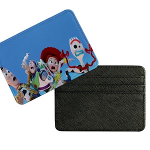 Schlanke Kunstleder Kartenhalter, personalisierte Kreditkartenetui, individuelles Geschenk für Sie und Ihn, Disney Toy Story