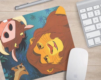 Tapis de souris de jeu, Tapis de souris en caoutchouc antidérapant, Surface imperméable, Travail au bureau, Cadeau personnalisé, Le Roi lion Disney, Simba Timo Pumbaa