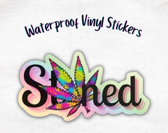 Holographic Rainbow Spray Paint Marijuana Pot Leaf Water Proof Vinyl Sticker