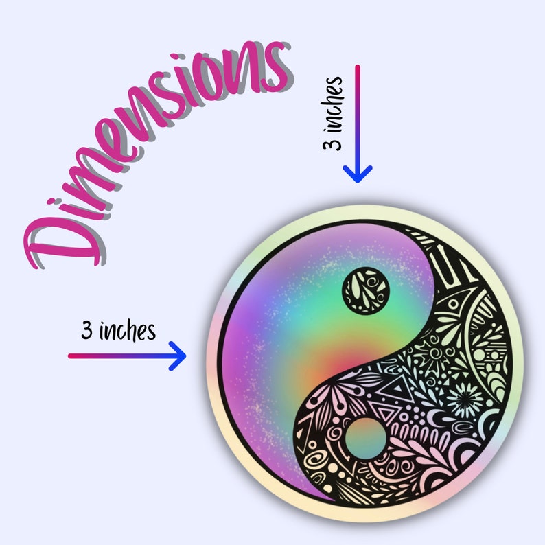 Yin & Yang Holographic Rainbow Mandala Vinyl Waterproof Sticker image 2