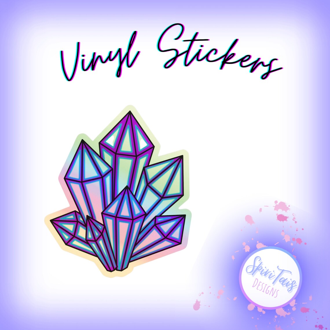 Holographic Crystal Cluster Vinyl Sticker Etsy