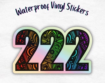 222 Synchronicity Holographic Rainbow Mandala Vinyl Waterproof Sticker