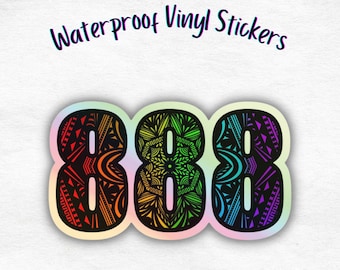 888 Synchronicity Holographic Rainbow Mandala Vinyl Waterproof Sticker