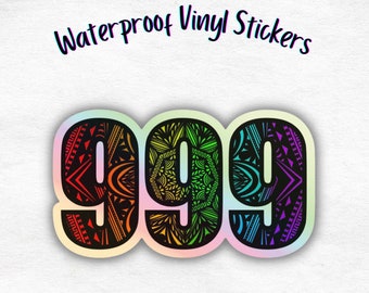 999 Synchronicity Holographic Rainbow Mandala Vinyl Waterproof Sticker