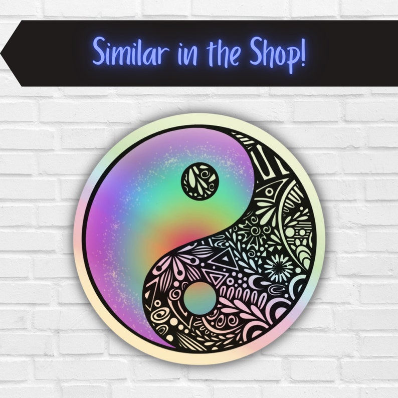 Yin & Yang Holographic Rainbow Mandala Vinyl Waterproof Sticker image 7