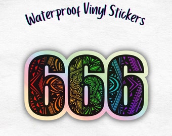 666 Synchronicity Holographic Rainbow Mandala Vinyl Waterproof Sticker