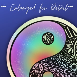 Yin & Yang Holographic Rainbow Mandala Vinyl Waterproof Sticker image 6