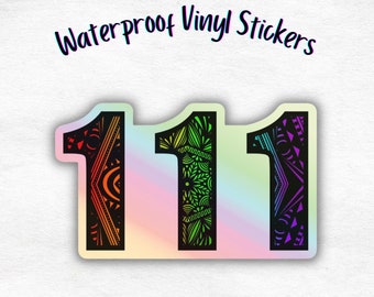 111 Synchronicity Holographic Rainbow Mandala Vinyl Waterproof Sticker