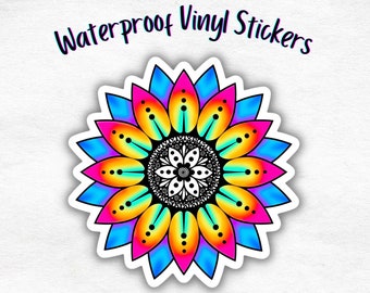 Sunflower Rainbow Mandala Vinyl Waterproof Sticker