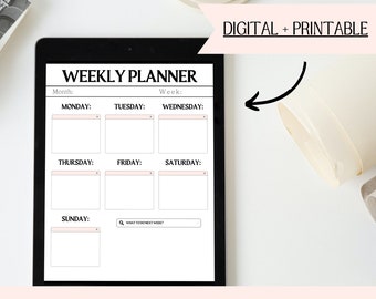 Printable Weekly Planner | Digital Weekly Planner | Weekly Planner Sheet | Weekly Printable | Minimalistic Weekly Planner | Planner