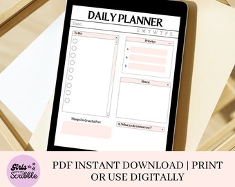Printable Daily Planner | Digital Daily Planner | Daily Planner Sheet | Printable Day Planner | Minimalistic Daily Planner | Daily Planner
