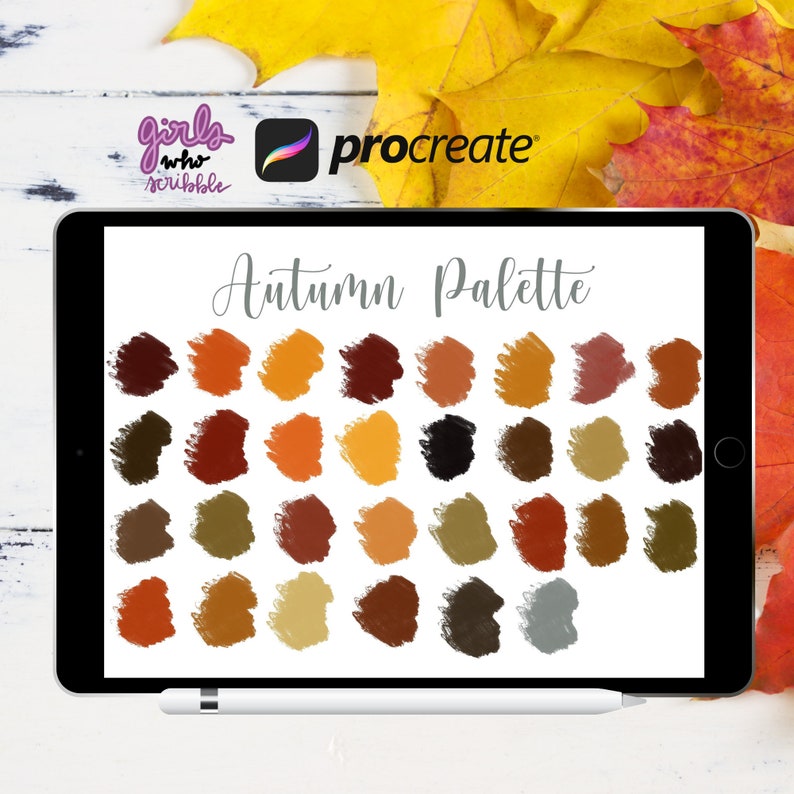 Procreate Autumn Color Palette, Procreate Fall Palette, 30 Fall Color Swatches, Procreate Palette, Procreate Color Swatches, Fall Colors image 1
