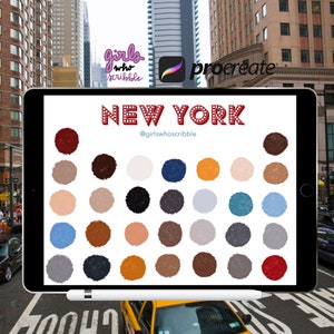 Procreate New York Color Palette, Procreate New York Palette, 30 Color Swatches, Procreate Palette, Procreate Color Swatches, Procreate