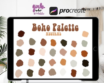 Procreate Boho Color Palette, Procreate Boho Neutral Palette, 30 Boho Color Swatches, Procreate Palette, Color Swatches, Boho Colors