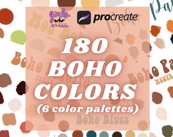 Procreate Boho Color Palette, Procreate Boho Palette, 30 Boho Color Swatches, Procreate Palette, Procreate Color Swatches, Boho Colors