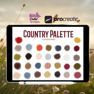 Procreate Country Color Palette, Procreate Country Palette, 30 Country Color Swatches, Procreate Palette, Procreate Color Swatches,  Colors