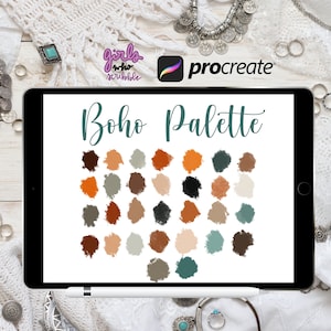 Procreate Boho Color Palette, Procreate Boho Palette, 30 Boho Color Swatches, Procreate Palette, Procreate Color Swatches, Boho Colors