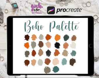 Procreate Boho Color Palette, Procreate Boho Palette, 30 Boho Color Swatches, Procreate Palette, Procreate Color Swatches, Boho Colors
