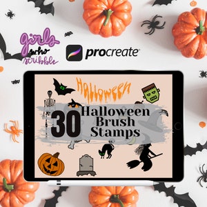 30 Halloween Stamp Brushes for Procreate, Halloween Digital Brush pack, Procreate Stamp Brushes, Procreate Brushes, Brush Stamps, Brush Pack