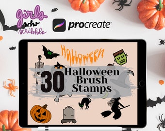 30 Halloween Stamp Brushes for Procreate, Halloween Digital Brush pack, Procreate Stamp Brushes, Procreate Brushes, Brush Stamps, Brush Pack