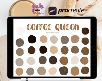 Procreate Coffee Color Palette, Procreate Coffee Palette, 30 Coffee Color Swatches, Procreate Palette, Procreate Color Swatches, Colors