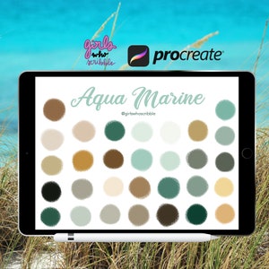 Aqua Color Palette, Procreate Blue Palette, 30 Aqua Color Swatches, Procreate Palette, Procreate Color Swatches, Aqua Marine Colors