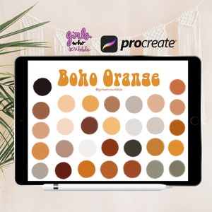 Procreate Boho Color Palette, Procreate Boho Orange Palette, Boho Color Swatches, Procreate Palette, Procreate Color Swatches, Boho Colors